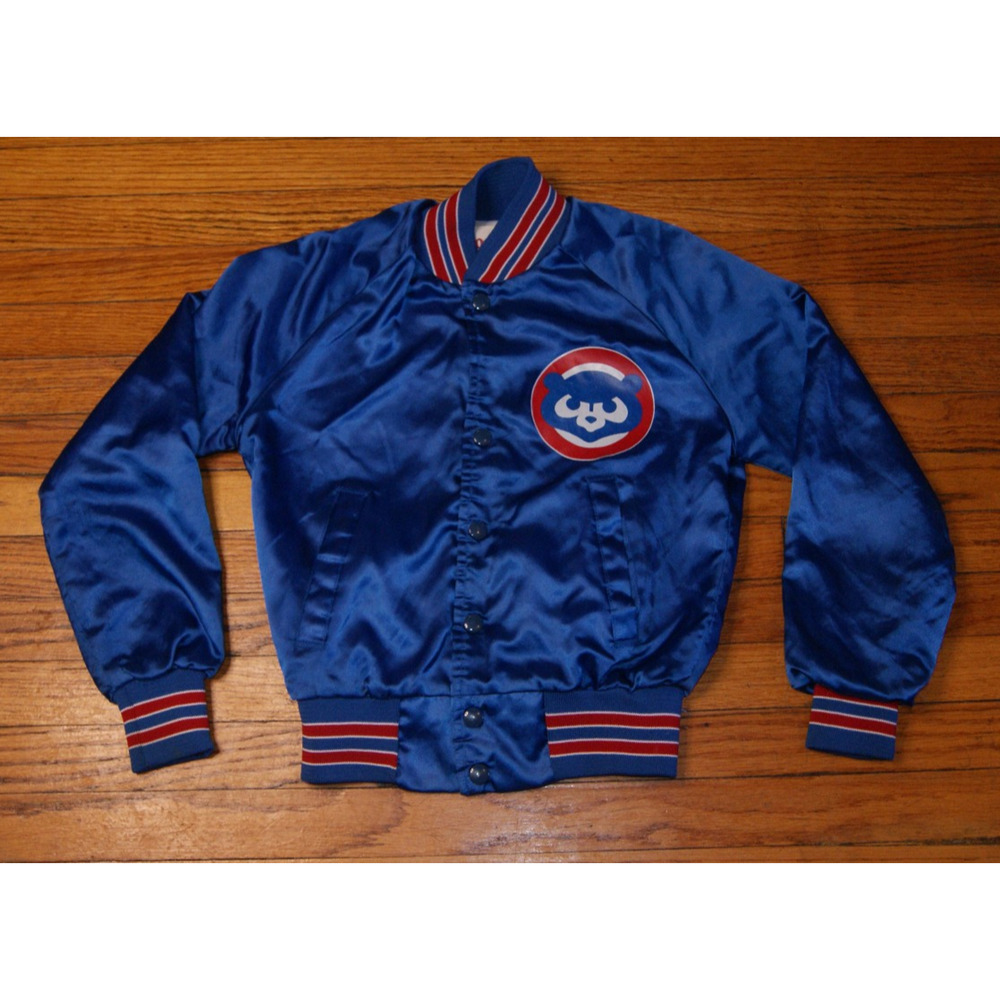 Chicago Cubs Satin Bomber Jacket By Locker Line Youth M 10/12 Snap Closure